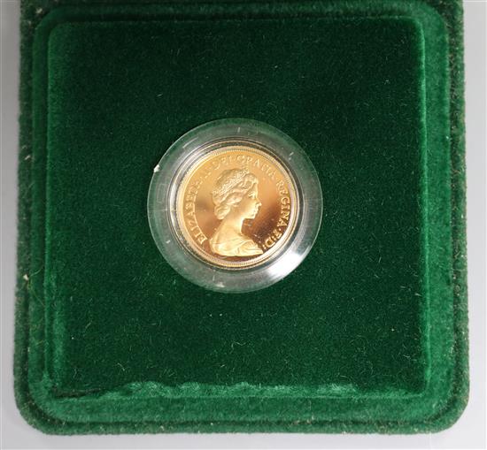 A Queen Elizabeth II gold proof sovereign, 1980, cased.